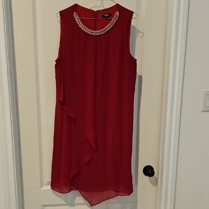 MSK Ruby Asymmetrical Dress with Beaded Neckline
